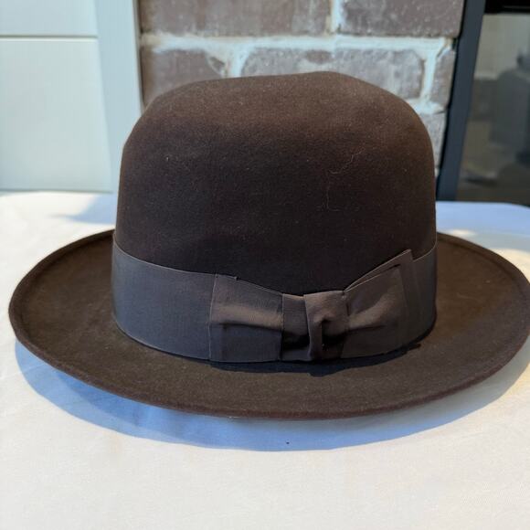 Knox Twenty New York Custom Edge Fedora Hat Vintage 1950’s Brown/Black Sz 7 1/8 - Picture 2 of 7